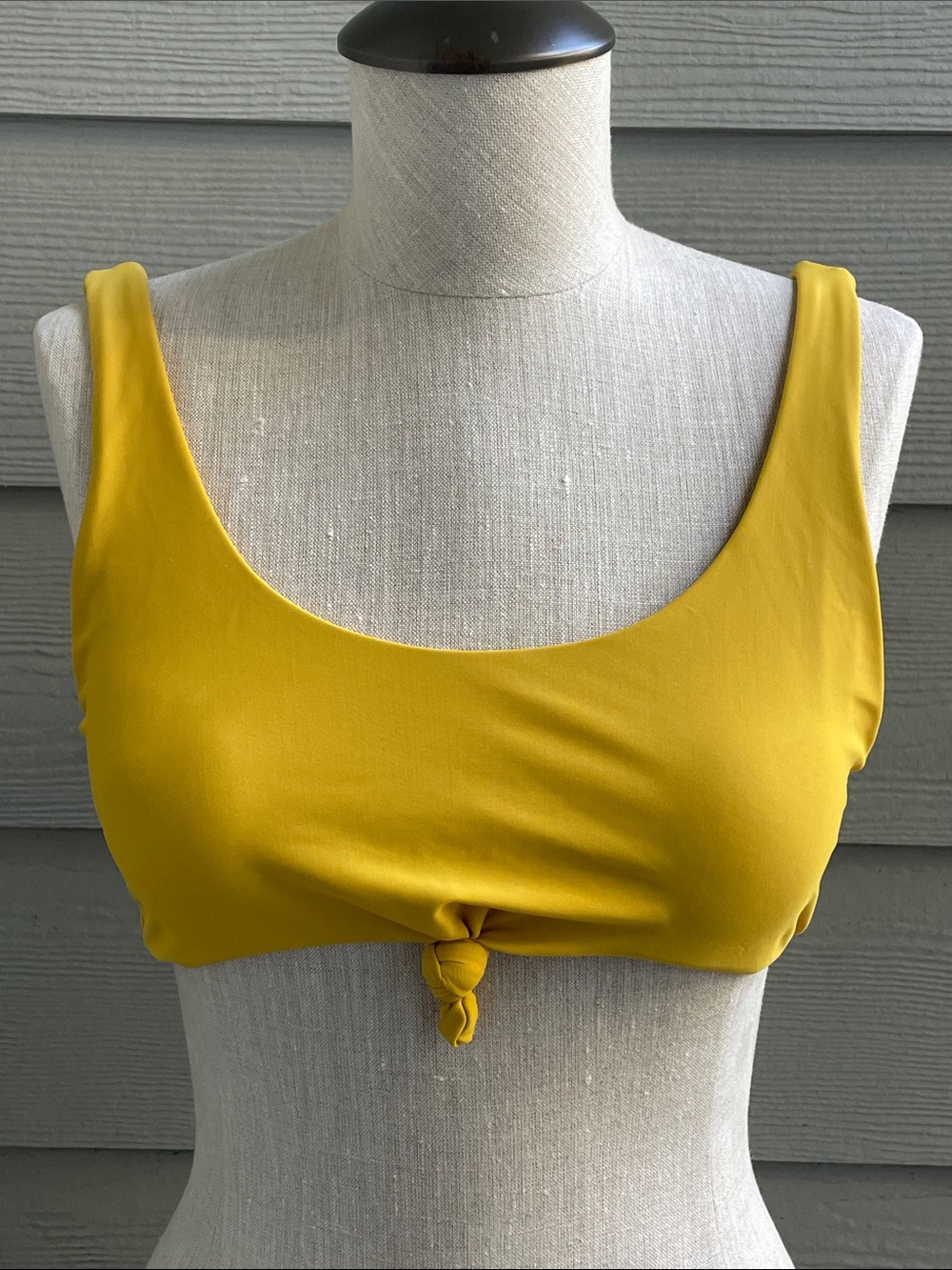 Mustard Yellow Knot Front Bikini Top - EUC